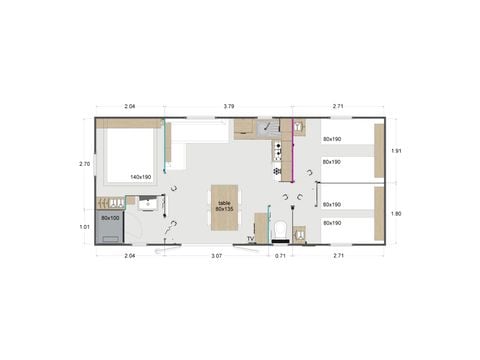MOBILHOME 6 personnes - Crecy la Chapelle : LODGE 3 CHAMBRES - 1 SDB - 1TV 1/6 pers 