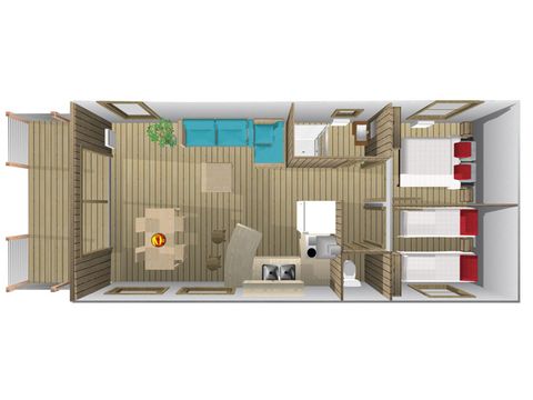 Canvas and wooden tent 4 persons - EcoLodge 4/6 PL