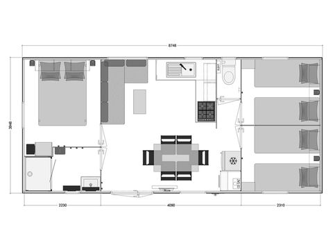 Mobilheim 6 Personen - Komfort 3 Premium (Nebengebäude des Campingplatzes Les Floralies)