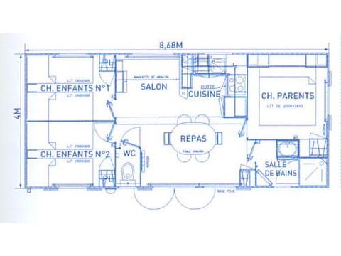 Mobilheim 6 personen - PRIVILEGE - 3 Schlafzimmer - TV - mit halbüberdachter Terrasse