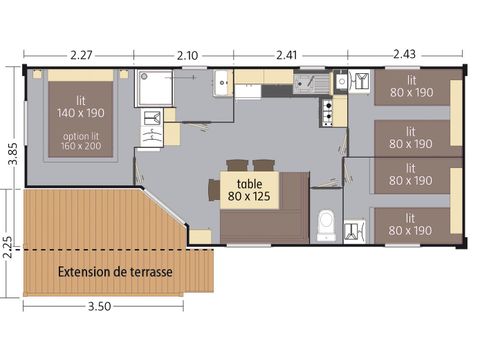 MOBILHOME 6 personas - Cottage Loft 32m² / 3 habitaciones - terraza cubierta