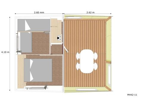 BUNGALOW 5 personas - Cabaña de lona 21 m² / 2 dormitorios - terraza cubierta (sin baño privado)