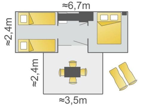 BUNGALOW TOILÉ 4 personnes - COCO SWEET (sans sanitaire, sans eau, sans terrasse)