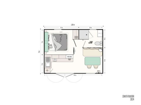 CASA MOBILE 4 persone - IRIS - 1 camera da letto - Recente - 20m² - 1.5m