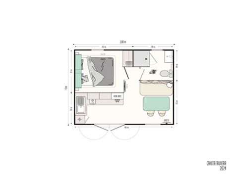 MOBILHOME 4 personas - IRIS - 1 habitación - Reciente - 20m² - 1.5m