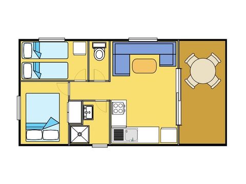 MOBILHOME 5 personnes - LOUISIANE - 2 chambres avec terrasse couverte - 22m²