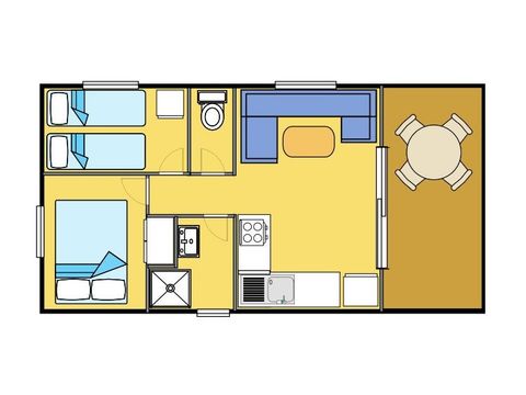 Mobile home 5 persons - LOUISIANE - 2 bedrooms with covered terrace - 22m² - France