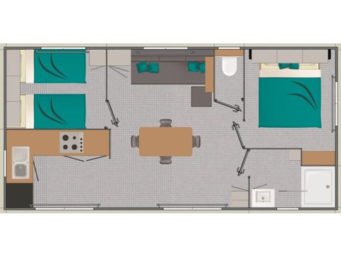 Mobilheim 4 Personen - Komfort - 2 Zimmer