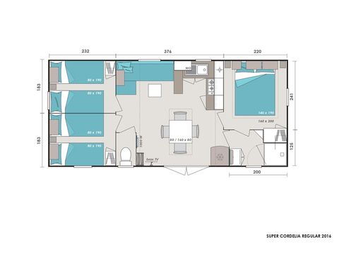 Mobilheim 6 Personen - Confort - 3 Zimmer