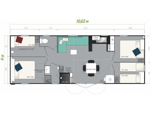 Stacaravan 8 personen - FAMILIE +