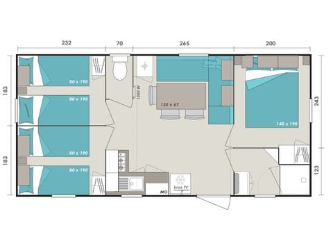 MOBILE HOME 8 people - Cottage 6/8 persons - 3 Bedrooms (CLIM TV)