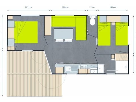 MOBILHOME 5 personnes - Tahiti 32 m²  + Climatisation