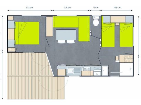 Stacaravan 5 personen - Tahiti 32 m² + Airconditioning