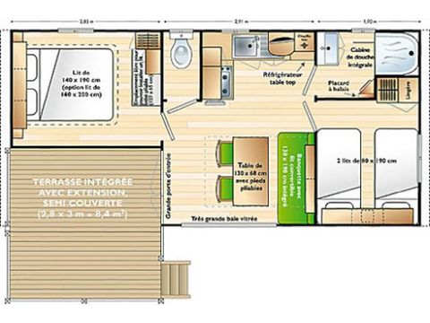 Mobilheim 4 personen - Loggia 32 m² + Klimaanlage, für 4 Personen