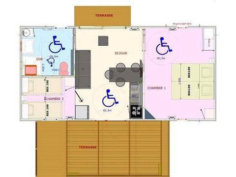 Chalet 4 personen - Atlantis PMR (Mensen met beperkte mobiliteit)