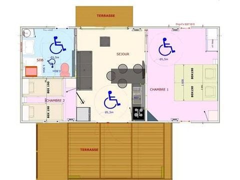 Chalet 4 personen - ATLANTIS PMR (Personnes à Mobilité Réduite) (Personen mit eingeschränkter Mobilität)