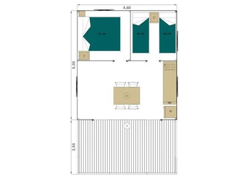 Safaritent 5 personen - Lodge Wood 23m² - 2 kamers