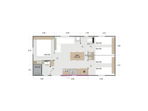 Mobile home 7 persons - Comfort 3 bedrooms