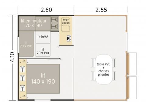 Tente en toile et en bois 5 personnes - Tithome 4/5 pers.