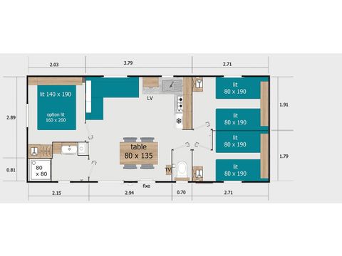 MOBILHEIM 8 Personen - 6/8 pax Übernachtung - Überdachte Terrasse