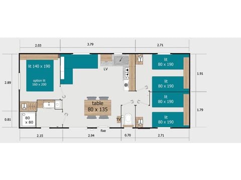 MOBILHOME 8 personnes - 6/8 pers. - Terrasse couverte - 3 chambres,  SAMEDI