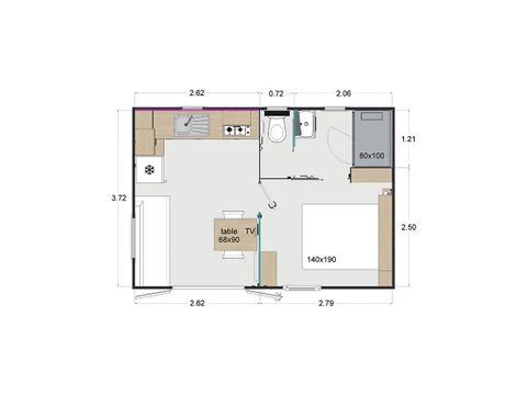 MOBILHOME 2 personnes - 2 pers. - Terrasse couverte - 2 chambres 2 Pers. SAMEDI