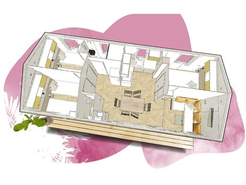 MOBILE HOME 14 people - 5 bedrooms (+ 1 convertible) - Covered terrace