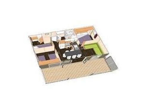 Chalet 6 persons - Chalet Confort 39 m² (3 bedrooms) with covered terrace + TV