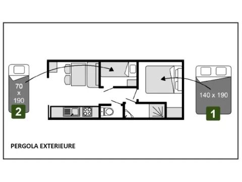 Unterkunft 4 personen - Wohnwagen ESSENTIEL 3 Zimmer 4 Personen + TV