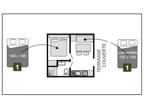 Stacaravan 4 personen - ESSENTIEL 2 Kamers 2/4 Personen + TV