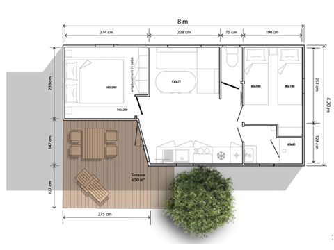 MOBILHOME 4 personas - BAJAMAR
