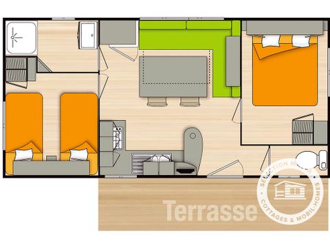 CASA MOBILE 6 persone - Trilocale Eco da 4/6 posti letto + TV (4 adulti e 2 bambini sotto i 18 anni).