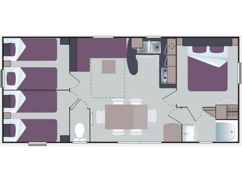 Stacaravan 6 personen - Baltic 3 slaapkamers