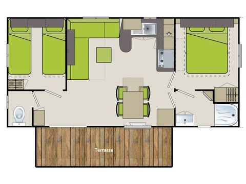 Stacaravan 6 personen - Caribisch 2 slaapkamers