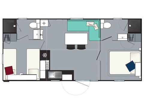 Mobilheim 6 personen - Evasion+ 6 Personen 2 Schlafzimmer 2 Bäder 31m²