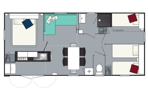 MOBILHOME 8 personas - Ocio 8 personas 3 habitaciones 30m².