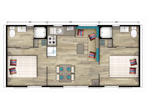 Mobile home 4 persons - | Premium | 2 Bedrooms | 4 Pers | Raised terrace | Air conditioning | TV