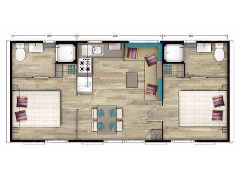 Mobilhome 4 personnes - Premium | 2 Ch. | 4 Pers. | Terrasse surélevée | Clim. | TV