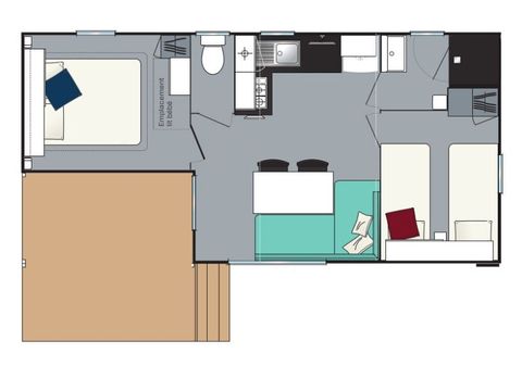 Stacaravan 6 personen - EVASIE - 2 slaapkamers - TV