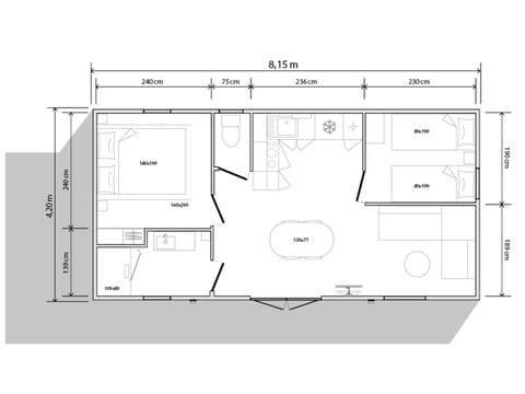 Mobilheim 4 Personen - HORTENSIA