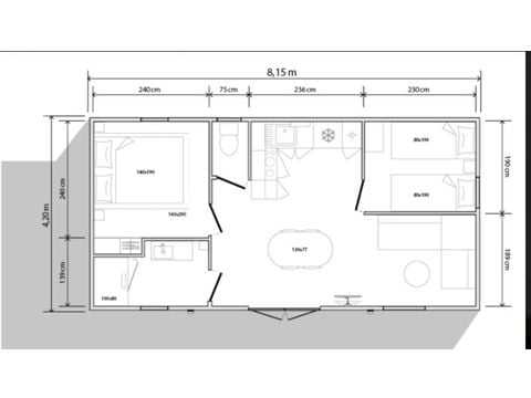 MOBILE HOME 4 people - Hortensia - 2 bedrooms + semi-covered terrace