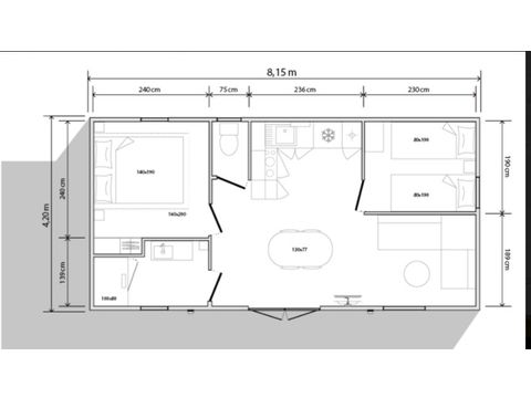 Mobile home 4 persons - Hortensia - 2 bedrooms + semi-covered terrace