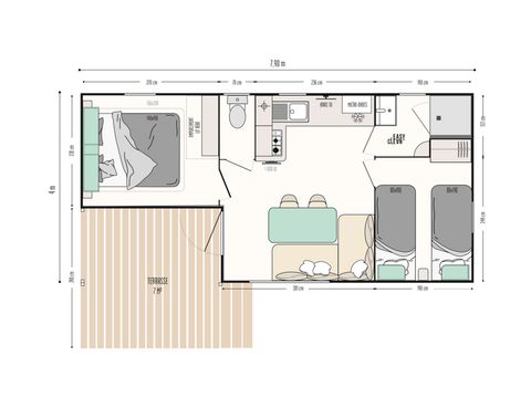 Mobile home 4 persons - Loggia - 2 bedrooms + terrace