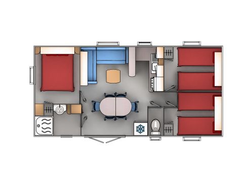 MOBILHEIM 8 Personen - Cottage 6/8 Plätze 3 Schlafzimmer (Clim TV)