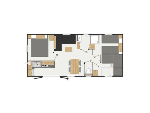 MOBILHOME 7 personas - Confort 4 Habitaciones 6/7 Personas (6 adultos + 1 niño -10 años) + TV
