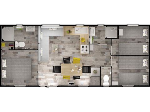 CASA MOBILE 8 persone - Casa mobile GRAND CONFORT 3 camere da letto 2 bagni 36 m² Terrazza coperta 6/8 pers.