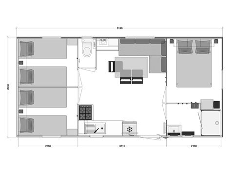 CASA MOBILE 8 persone - Casa mobile GRAND CONFORT 3 camere 31 m² terrazza coperta + lavastoviglie 6/8 pers.