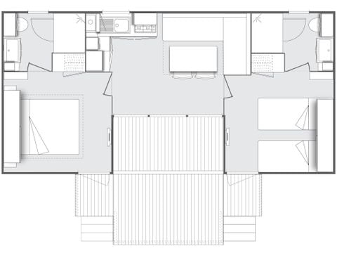CASA MOBILE 6 persone - Casa mobile CONFORT 2 camere + 2 bagni 28 m² Terrazza coperta 4/6 pers.