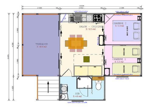 LODGE 6 persone - Cabane Lodge Fiore accogliente CONFORT 2 camere 27m² - Terrazza coperta 4/6 pers.