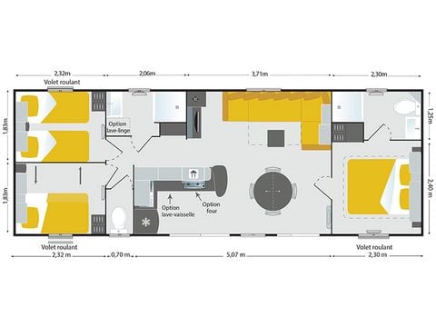 Mobilhome 6 personas - AGORA 3 dormitorios aire acondicionado 2 baños 2 wc